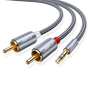JSAUX RCA Cable 2M, Dual Shielded Gold-Plated 3.5mm Male to 2RCA Male Stereo Audio Adapter