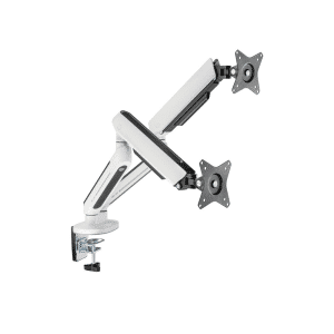 Twisted Minds Dual Monitor Arm, Stand And Mount For Gaming And Office Use 17" - 32" Up To 9 KG With RGB Lighting - White