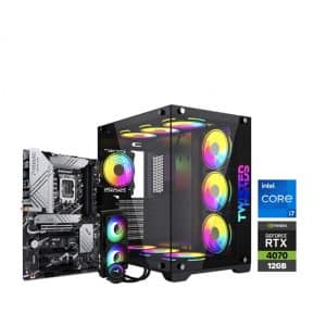 Customised Gaming i7-13700K, ASUS Z790-P Wi-Fi D5 Motherboard, 32GB RAM DDR5 (5200), 1TB SSD NVME, RTX 4070 12GB VGA, 850 Watt GOLD PSU, L240 Liquid Cooler, Twisted Minds Bullet-07 Mid Tower Case, Windows 11 Pro Licence