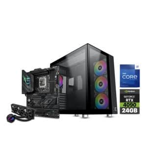 Gaming PC i9-13900K, ROG STRIX Z790-F Wifi MB, 32GB DDR5 RGB RAM, 2TB SSD NVME, RTX 4090 24GB VGA, Asus Thor 1200 WATT Platinium PSU, Asus ROG Strix LC360 Liquid Cooler, Xigmatek Aquarius Pro Black, Win 11 Pro