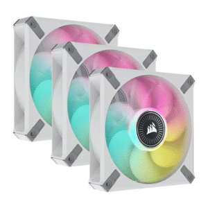 Corsair iCUE ML120 RGB ELITE Premium 120mm PWM Magnetic Levitation Fan - White Triple Fan Kit with iCUE Lighting Node CORE
