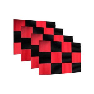 12 Pack Black & Red Foam Panel Wedge Studio Soundproofing
