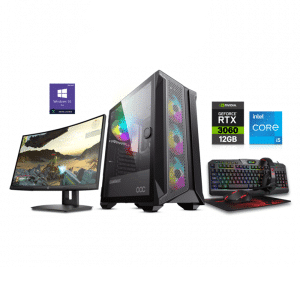 Customised Gaming PC i5-10400F Processor, H510 Motherboard, 16GB Ram, 1TB SSD, 700 Watts PSU, RTX 3060 12GB VGA, Brufen C1 ATX Case, USB Wi-Fi Adapter, Windows 10 Pro Licence, Redragon AIO Kit, HP X24c 24" Curved Gaming Monitor