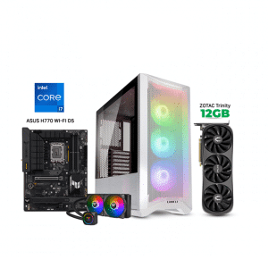 Customised Gaming PC i7-13700F, ASUS H770 Wi-Fi D5, 32GB RAM DDR5 (5200), 1TB SSD NVME, ZOTAC TRINITY RTX 4070 12GB VGA, 850 Watt GOLD PSU, L240 Liquid Cooler, LANCOOL II MESH C Case, Windows 11 Pro Licence