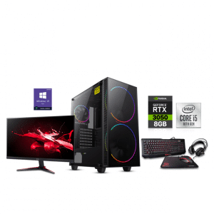 Gaming PC i5-10400F, H510 Motherboard, 16GB Ram, 1TB SSD, 550 Watts PSU, RTX 3050 8GB VGA, GameMax Black Hole Case, USB Wi-Fi Adapter, Windows 10 Pro Licence, Acer Nitro VG0 Series VG240Y Monitor, Thermaltake TT Esports Knucker 4-in-1 Kit