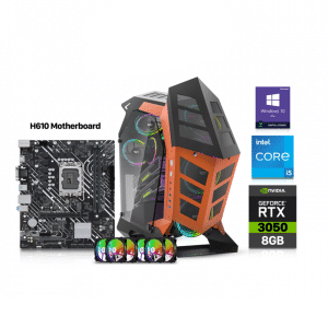 Gaming PC i5-12400F, H610 MotherBoard, 16GB RAM, 1TB NVMe SSD, RTX 3050 8GB VGA, 850 Watt PSU, DarkFlash KNIGHT-K1 Case, 6x Alseye Luna 120 Fans, WIN 10 Pro Licence