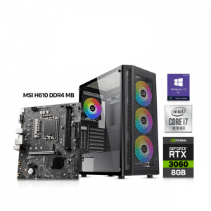 Gaming PC i7-10700, MSI H610 MB, 16GB DDR4 RAM, 1TB NVMe SSD, RTX 3060 8GB VGA, 850 WATT PSU, USB Wifi Adapter, Xigmatek Master X Case, Win 10 Pro