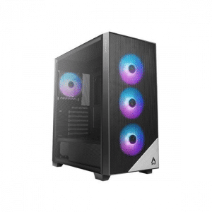 Azza Prime ATX Mid-Tower Metal Mesh Side Panel Gaming Case With 3 ARGB & PWM Fans - Black