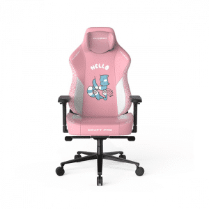 DXRacer Craft Pro Hello Cat Unique Embroidery Ergonomic Support Gaming Chair - Pink