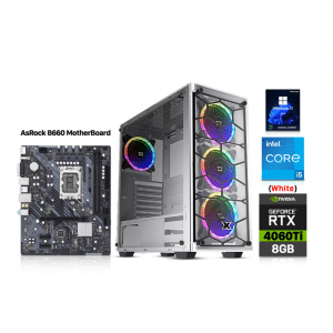 Gaming PC i5-13400F, AsRock B660 MotherBoard, 16GB DDR4 RAM, 1TB NVMe SSD, RTX 4060 Ti 8GB VGA White, Xigmatek Venom X Arctic RGB Case, 750 Watt PSU, USB WiFi Adapter, Windows 11 Pro Licence