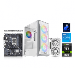 Customised Gaming PC i5-13400F Processor, ASROCK B660 MB, 16GB RAM DDR4, 1TB SSD NVME, RTX 3070 8GB VGA White, 750 WATT PSU, USB Wi-Fi, Xigmatek Gaming X Arctic, Windows 11 Pro License