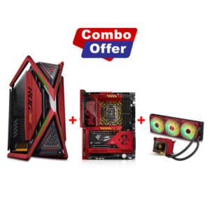 Asus GR701 ROG Hyperion EVA-02 Edition Full-Tower 2-Sides Tempered Glass Case with 4 Fans - Red/Black + Asus ROG Maximus Z790 Hero EVA-02 EDITION Gaming Motherboard + Asus ROG Ryujin III 360 ARGB EVA-02 Edition CPU Liquid Cooler - Red/Black