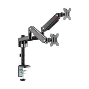 GAMEON Pole Mounted Gas Spring Dual Monitor Arm Stand And Mount For Gaming And Office Use (17" - 32") Each Arm Up To 9 KG - Black