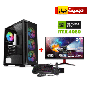 Gaming PC i5-12400F, H610 Motherboard, 16GB DDR4 RAM, 1TB SSD NVME, RTX 4060 8GB VGA, 650 WATT PSU, Sharx Razorfin ATX Mid Tower, USB Wi-Fi Adapter, Windows 11 Pro (License), Acer Nitro (VG240Y) 24" FHD IPS 200Hz Monitor, SharX Jaws JS4X1 4-In-1 Comb