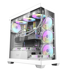Aigo DarkFlash ATX Mid-Tower PC Case Full View Dual Tempered Glass Gaming PC Case, Type C Port, Supports up to 360mm Water Cooling Radiator