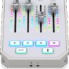 GoXLR Mini White close-up – real-time fader controls and headphone input