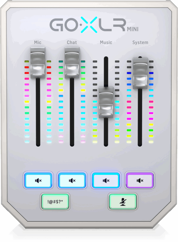 GoXLR Mini White – USB audio interface and mixer for streaming and content creation