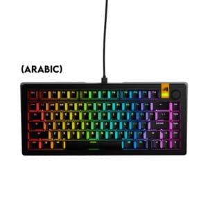 Glorious GMMK3 75% Wired Mechanical Keyboard DoubleShot Keycaps Glorious Fox lubed Linear Switches (Arabic) - Black